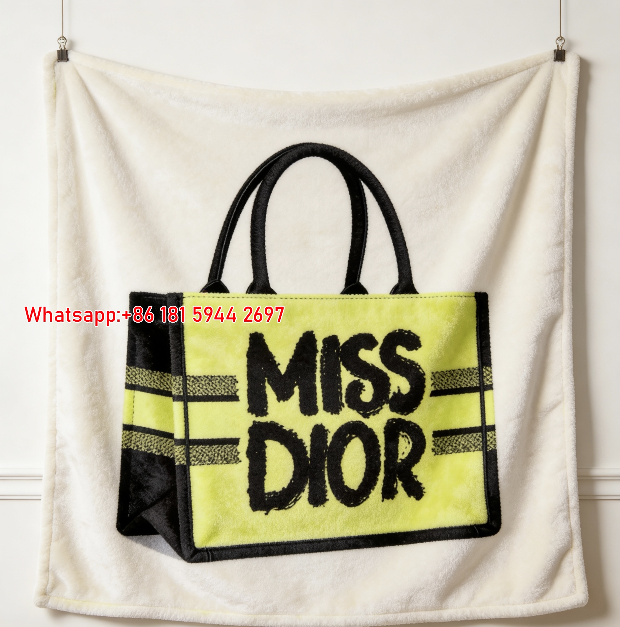 Miss Dior Neon Yellow Tote Bag Art Flannel Throw Blanket Sofa Cover Blanket D412